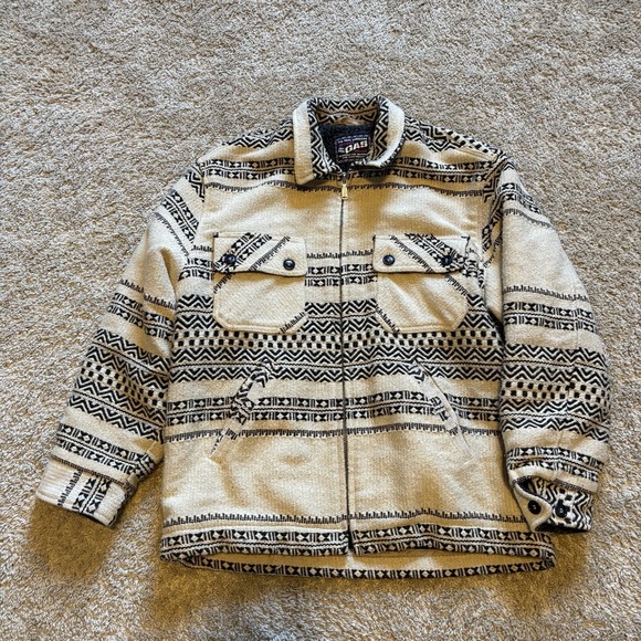 American Vintage Other - Vintage 90s Western Style Full Zip Jacket Mens Medium Blanket Lined Wool Blend